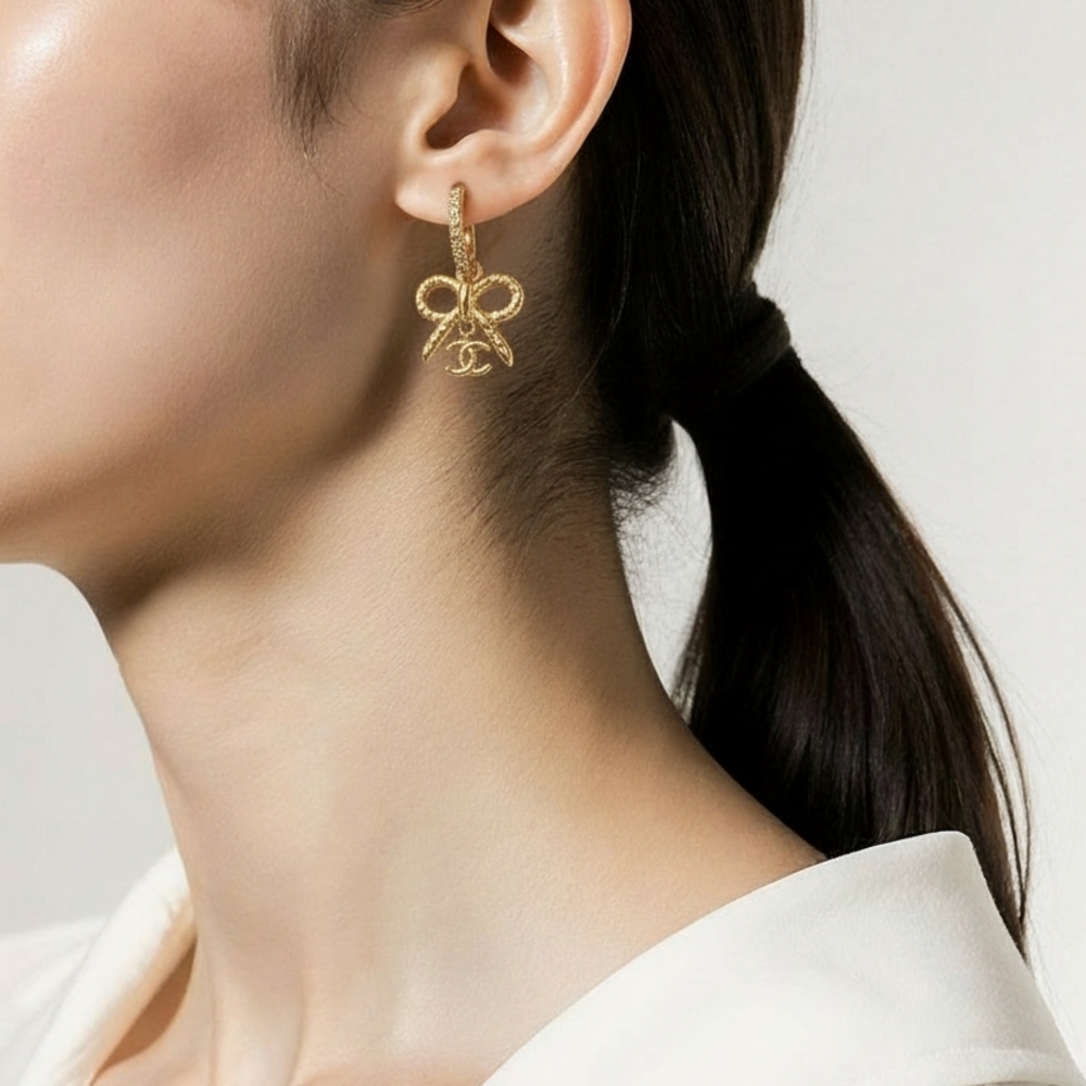 Elegant Gold Bow Earrings